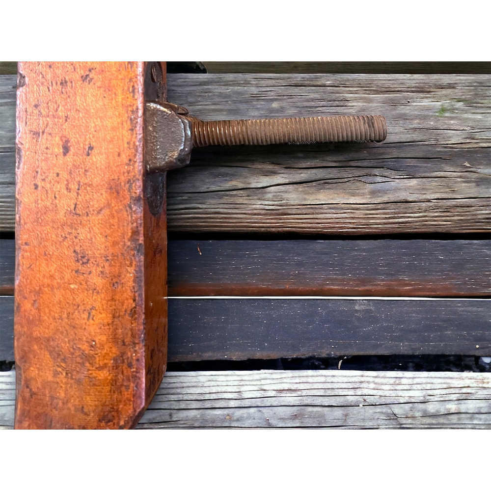 Antique Screw Clamp and Wood Metal by Handy Mfg Co. Aged Patina Industrial - Picture 4 of 10